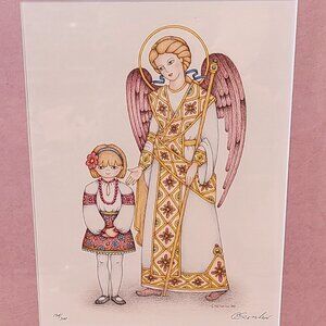 Christina Senkiw Framed Limited Edition  Guardian Angel & Child Print -1988